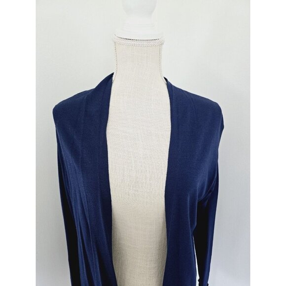 Eileen Fisher Viscose Jersey Navy Blue Knit Open Front Cardigan Sweater XS New - Picture 2 of 11
